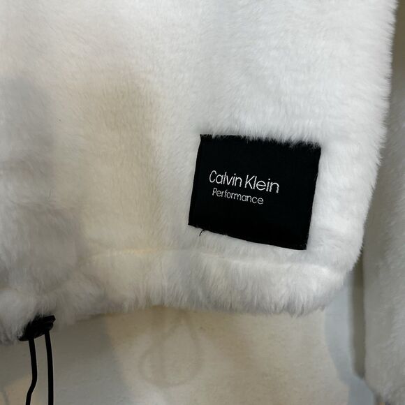 NWT Calvin Klein Performance quarter-zip fleece size S in white, so soft - Picture 4 of 6